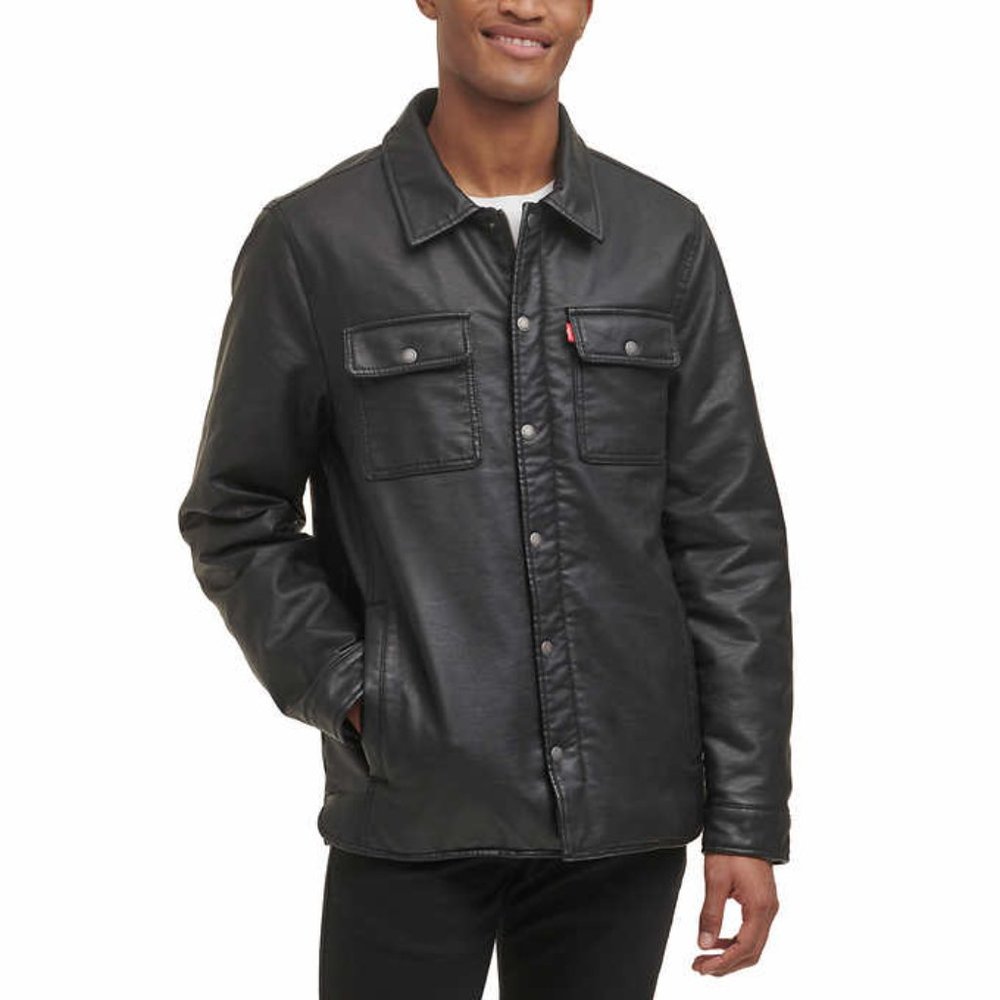 Levi's Men's Faux Leather Jacket - Black New